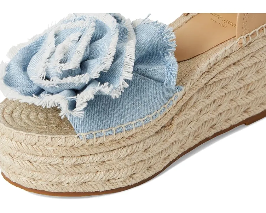 Kate Spade New York Flourish Denim Espadrille Wedge Sandals Denim/Walnut Shell Sale