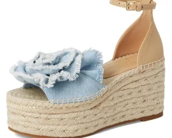 Kate Spade New York Flourish Denim Espadrille Wedge Sandals Denim/Walnut Shell Sale