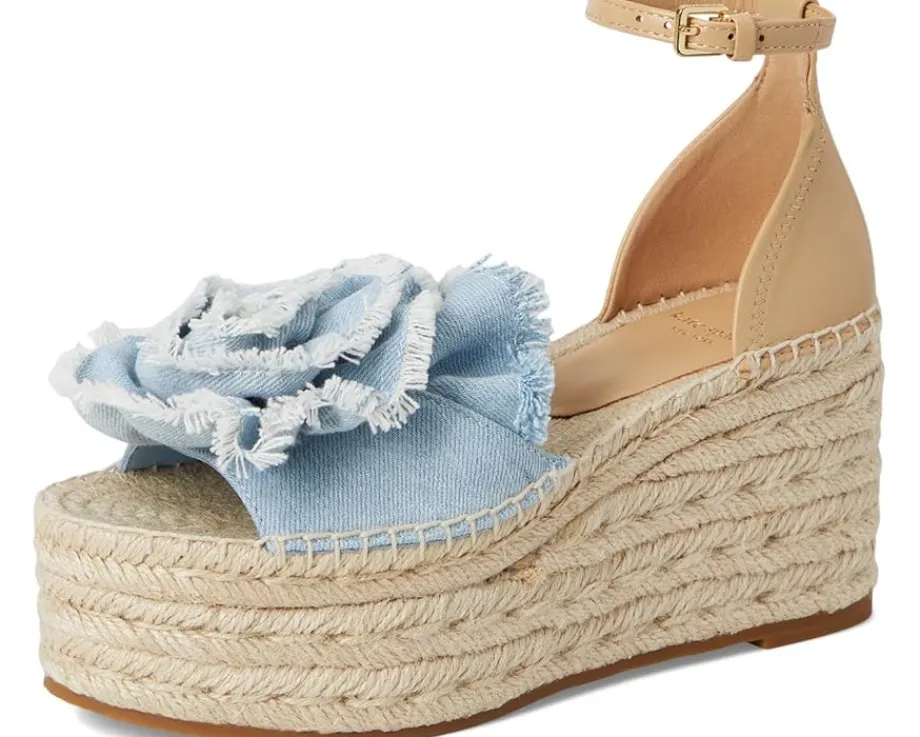 Kate Spade New York Flourish Denim Espadrille Wedge Sandals Denim/Walnut Shell Sale
