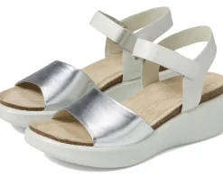 ECCO Flowt Wedge Cork Sandal Silver/White Best
