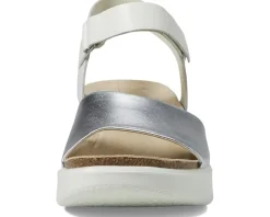 ECCO Flowt Wedge Cork Sandal Silver/White Best