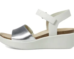 ECCO Flowt Wedge Cork Sandal Silver/White Best