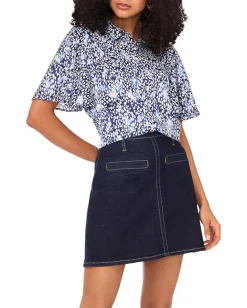 Vince Camuto Flutter Sleeve Collar Button-Down Classic Navy Online