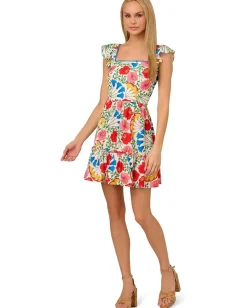 Women Adrianna Papell Flutter Sleeveless Short Dress