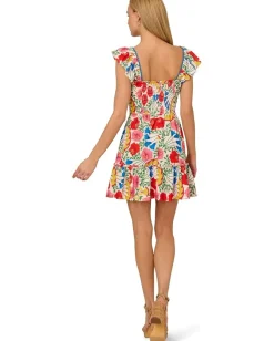 Women Adrianna Papell Flutter Sleeveless Short Dress