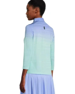 Jamie Sadock Flux Print 3/4 Sleeve Top Indigo Baby Gradient Outlet