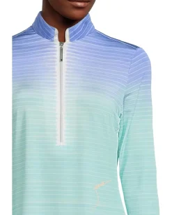 Jamie Sadock Flux Print 3/4 Sleeve Top Indigo Baby Gradient Outlet