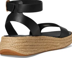 FitFlop F-Mode Espadrille Leather Flatform A/Strap Sandals Black Sale