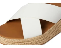 FitFlop F-Mode Espadrille Leather Flatform Cross Slides Urban White New