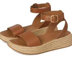 FitFlop F-Mode Espadrille Leather Flatform A/Strap Sandals Deep Tan Sale
