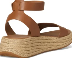FitFlop F-Mode Espadrille Leather Flatform A/Strap Sandals Deep Tan Sale