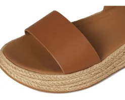 FitFlop F-Mode Espadrille Leather Flatform A/Strap Sandals Deep Tan Sale