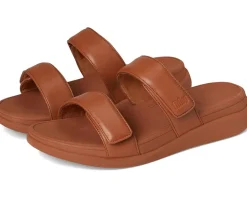 FitFlop F-mode Go Adjustable Flatform Two-Bar Slides Deep Tan Hot