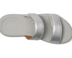 FitFlop F-mode Go Adjustable Flatform Two-Bar Slides Silver Hot