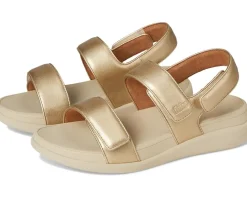 FitFlop F-Mode Go Adjustable Flatform Back-Strap Sandals Platino