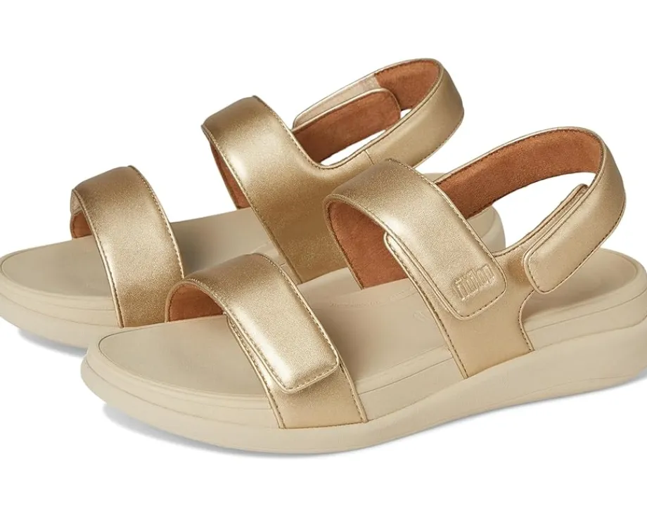 FitFlop F-Mode Go Adjustable Flatform Back-Strap Sandals Platino