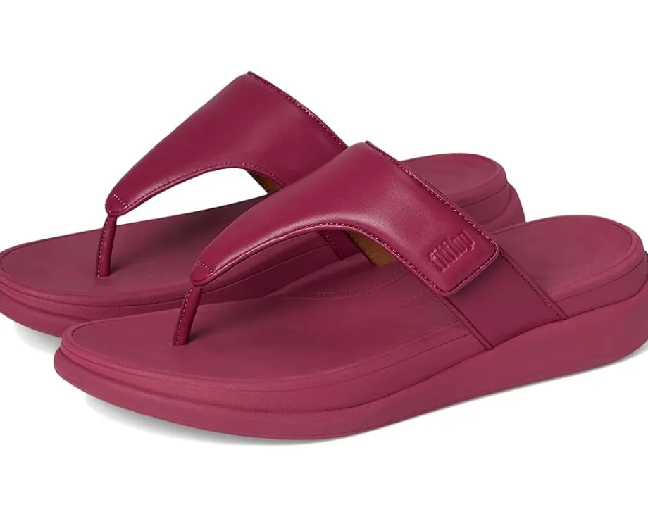 FitFlop F-Mode Go Adjustable Flatform Toe-Post Sandals Ruby Clearance