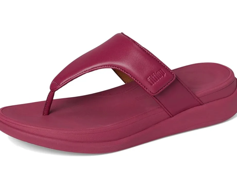 FitFlop F-Mode Go Adjustable Flatform Toe-Post Sandals Ruby Clearance