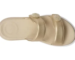 Women FitFlop F-Mode Go Beadie-Button Adj. Flatform 2-Bar Slides