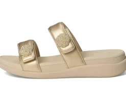 Women FitFlop F-Mode Go Beadie-Button Adj. Flatform 2-Bar Slides