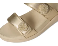 Women FitFlop F-Mode Go Beadie-Button Adj. Flatform 2-Bar Slides