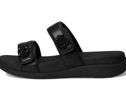 Women FitFlop F-Mode Go Beadie-Button Adj. Flatform 2-Bar Slides