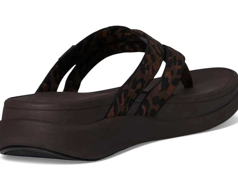 Women FitFlop F-mode Go Leopard Webbing Strappy Flip-flops