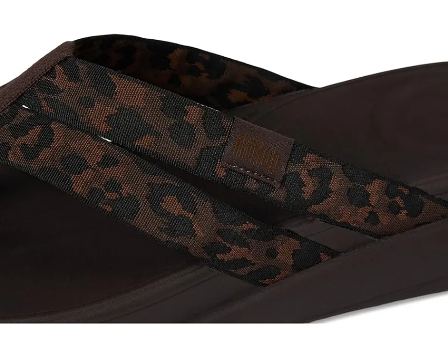 Women FitFlop F-mode Go Leopard Webbing Strappy Flip-flops
