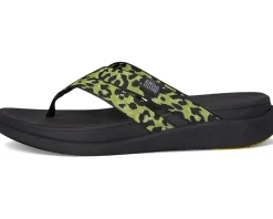 FitFlop F-mode Go Leopard Webbing Strappy Flip-flops Lemongrass Mix Outlet