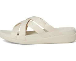 FitFlop F-Mode Go Webbing Flatform Strappy Slides Paris Beige Outlet