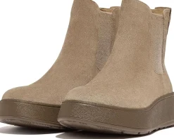 Women FitFlop F-Mode Suede Flatform Chelsea Boots 2-Tone Elastic