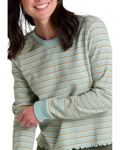 Toad&Co Foothill Long Sleeve Crew II Cloud Multi Stripe New