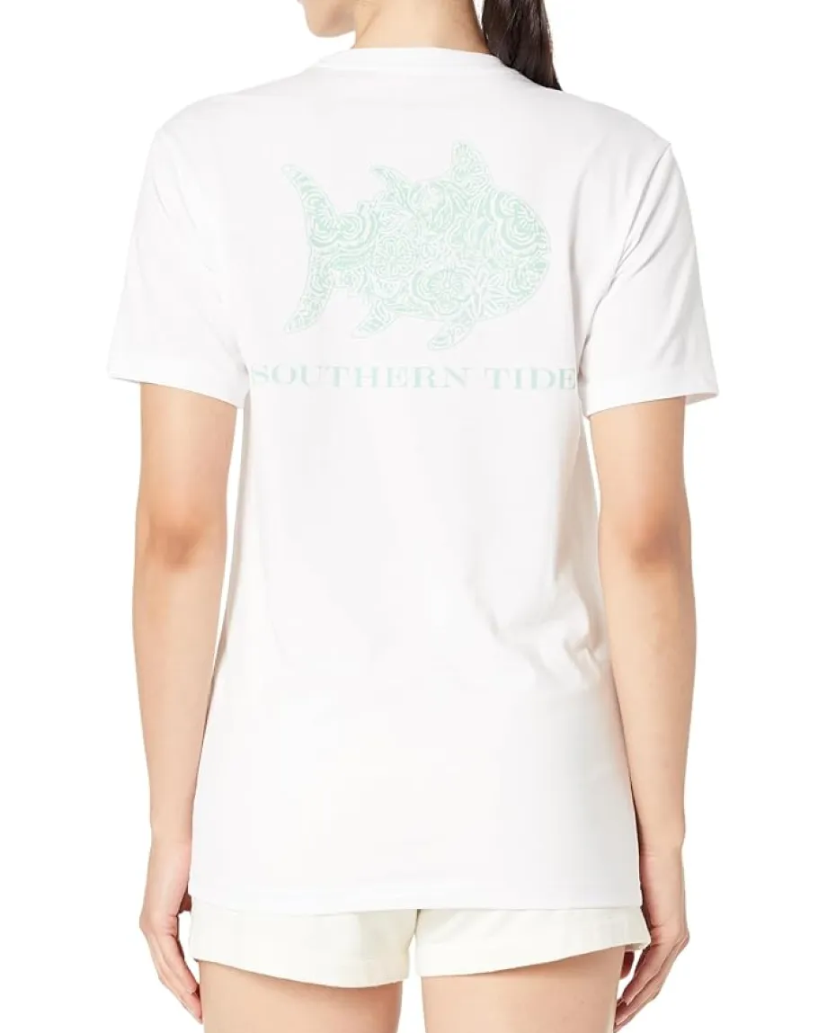 Southern Tide Forever Floral Skipjack Tee Classic White Best