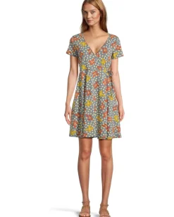 Toad&Co Freesia Wrap Short Sleeve Dress North Shore Lily Print Outlet
