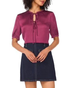 Vince Camuto Front Two Ties Short Sleeve Sweet Plum Online