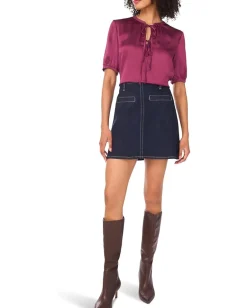 Vince Camuto Front Two Ties Short Sleeve Sweet Plum Online