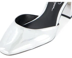 Jessica Simpson Fulian Ankle Strap Block Heel Pump Silver Hot