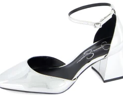 Jessica Simpson Fulian Ankle Strap Block Heel Pump Silver Hot