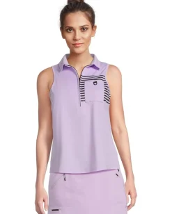 Women Jamie Sadock Full Button Front Sleeveless Polo