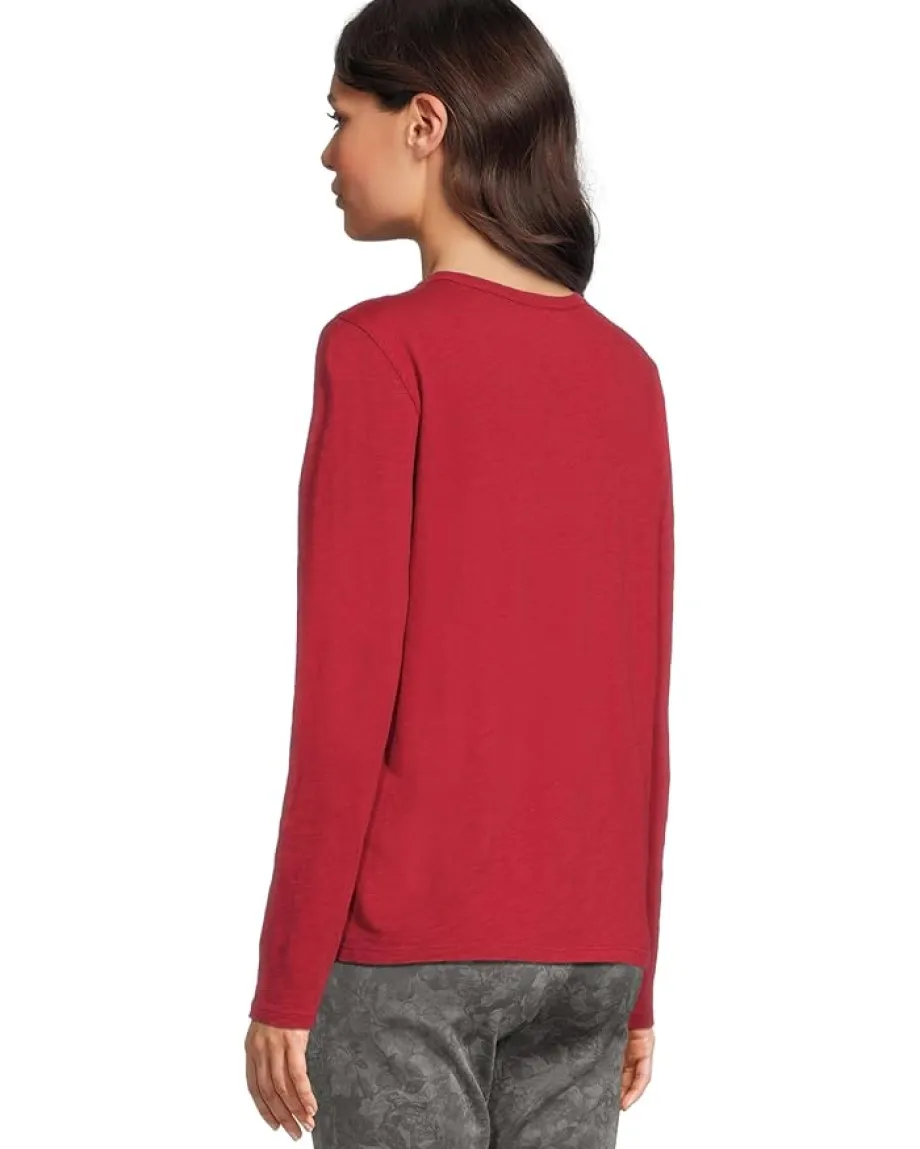 Women Elliott Lauren Garment Dye Tees - Long Sleeve V-Neck Knit Top