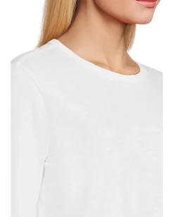 Elliott Lauren Garment Dye Tees - Long Sleeve Round Neck Tee with Rib Sleeve and Back Gusset White Sale