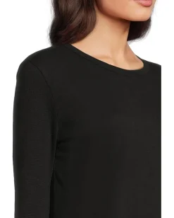 Women Elliott Lauren Garment Dye Tees - Long Sleeve Round Neck Tee with Rib Sleeve and Back Gusset