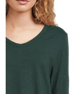Women Elliott Lauren Garment Dye Tees - Long Sleeve V-Neck Knit Top