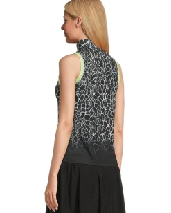 Jamie Sadock Gator Print Sleeveless Polo Black Clearance
