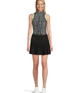 Jamie Sadock Gator Print Sleeveless Polo Black Clearance