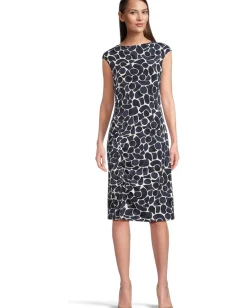 NIC+ZOE Geo Pebble Side Ruche Dress Indigo Multi Sale