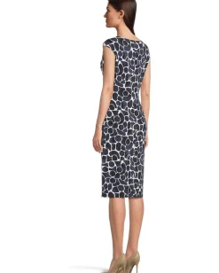 NIC+ZOE Geo Pebble Side Ruche Dress Indigo Multi Sale