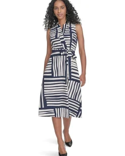 Women Calvin Klein Geo Print Faux Wrap Dress