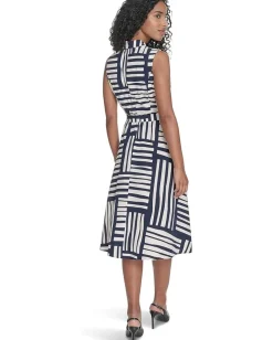 Women Calvin Klein Geo Print Faux Wrap Dress