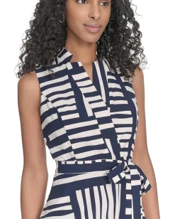 Women Calvin Klein Geo Print Faux Wrap Dress